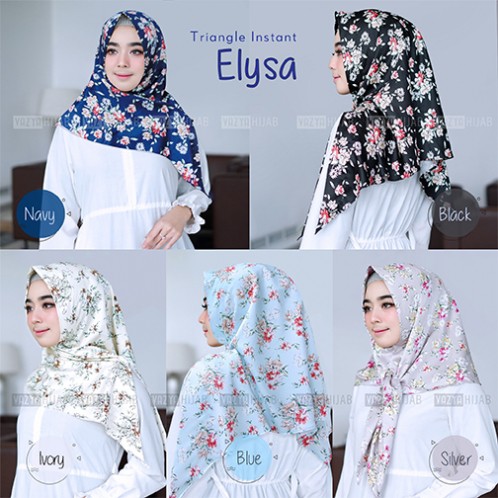 New Arrival Hijab Segitiga Instant Elysa/ Hijab Segitiga Motif Bunga Praktis 1 Slup Velvet