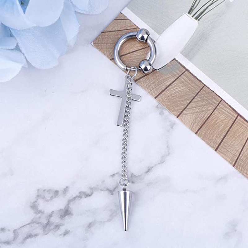 SIY  20Pcs Korean Huggie Hoop Earring Stainless Steel Dangle Hinged Feather Drop Earrings Long Chain Pendant Earrings Jewelry