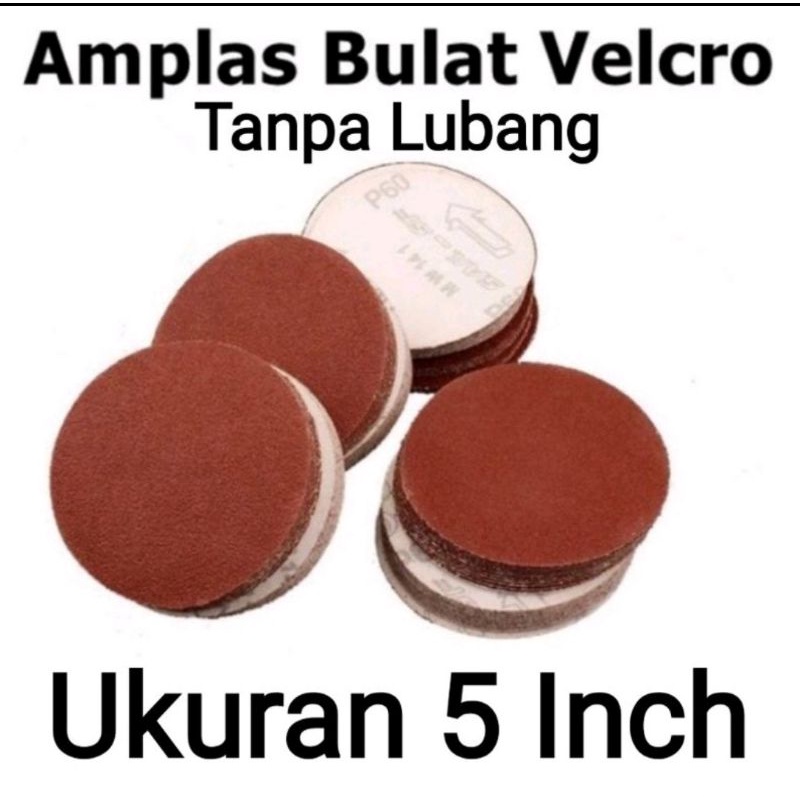 amplas tempel 5in #180/amplas bulat grit 180 tanpa lubang