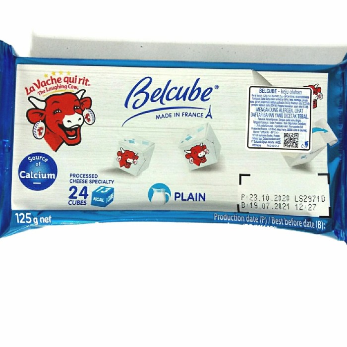 

BELCUBE CHEESE BLUEPACK PLAIN 125 GR / KEJU OLAHAN DARI SUSU SAPI