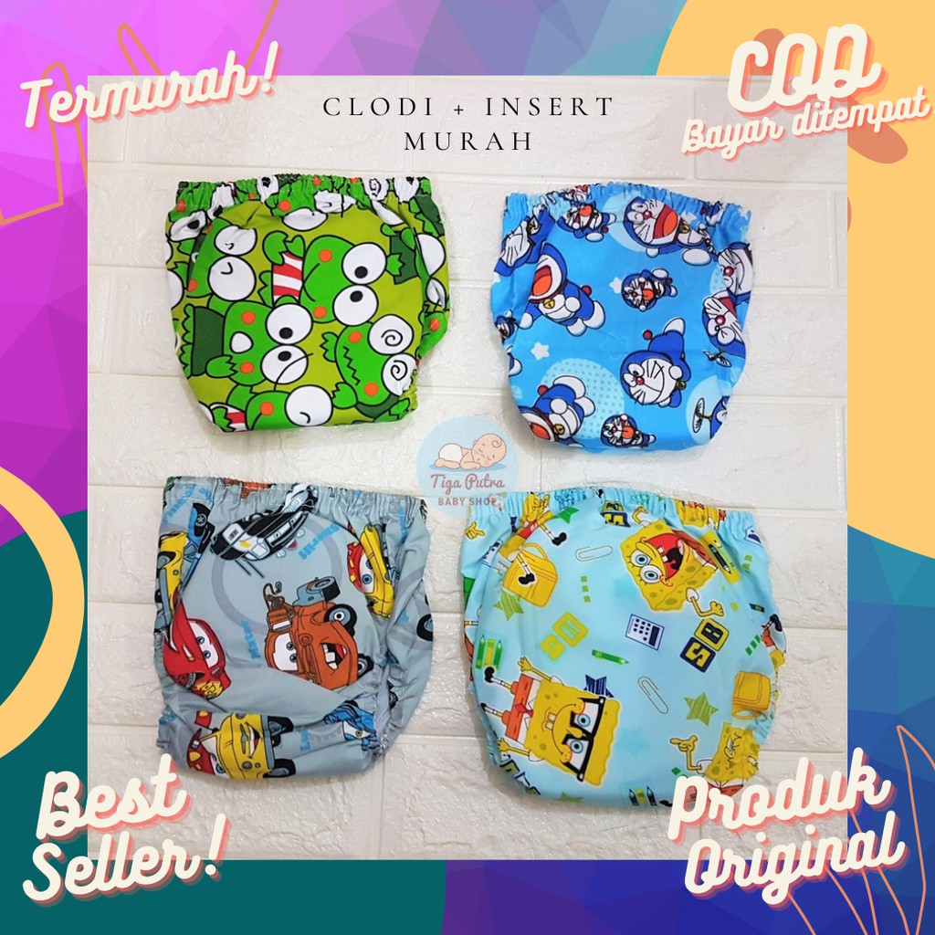 Popok Clodi Bayi Pakai Ulang Kain Motif Celana Bayi Anak Cuci Ulang Insert Lampin Clody Clodi