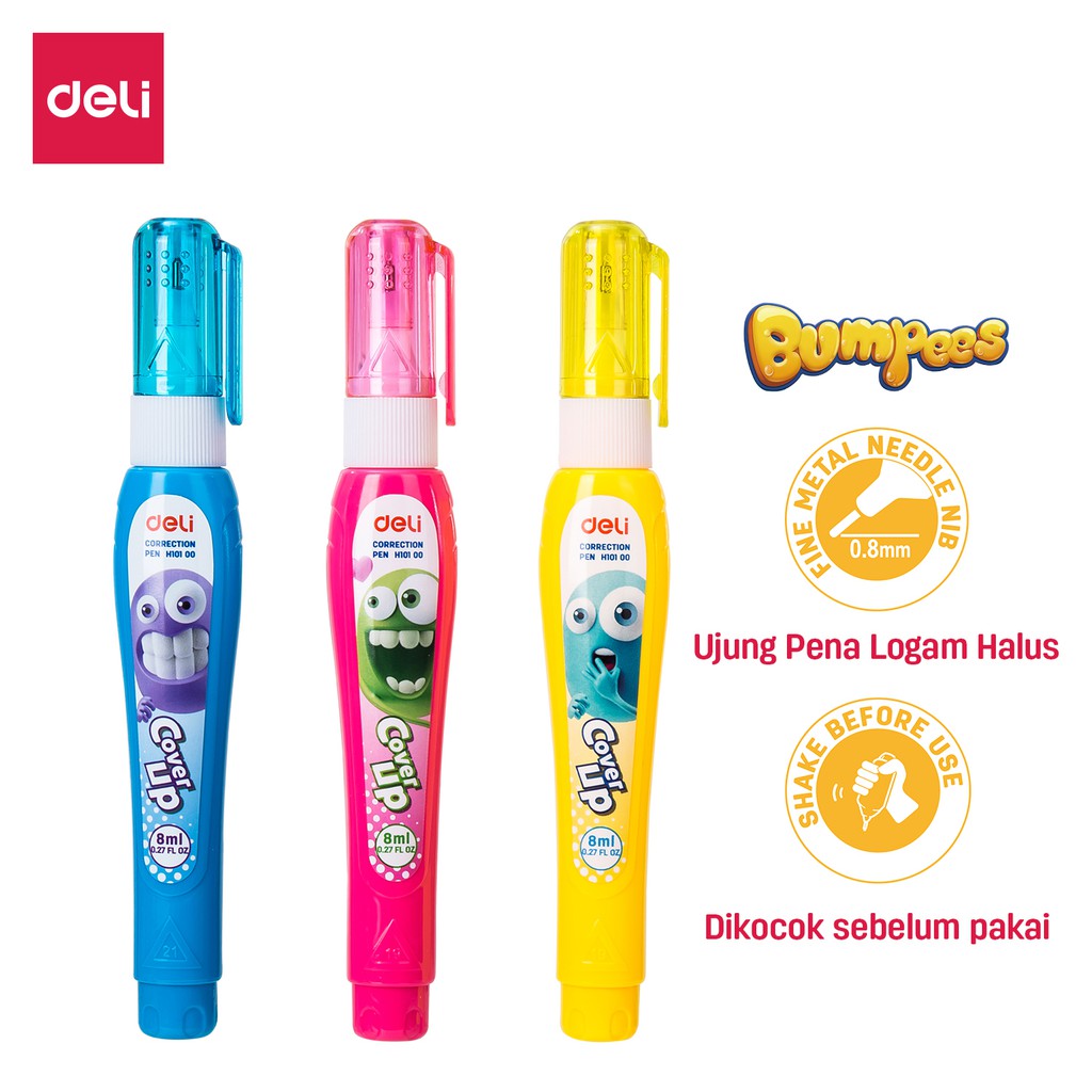 

Deli Pena Koreksi cair 12ml Desain mudah dibuka, Ujung pena stainless steel, Cepat kering EH10100