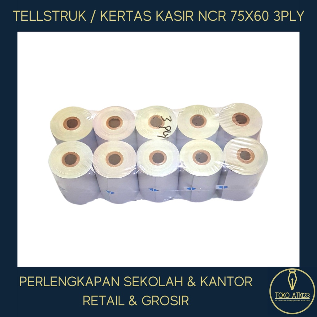 Tellstruk / Kertas Roll Kasir Ukuran 75x60 3 Ply / Rangkap 3 Murah