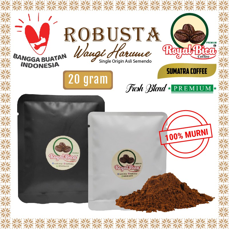 

Kopi Robusta Semendo 20 Gram ( Bubuk Kopi Premium )
