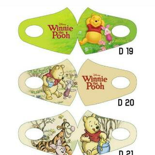  isi 3 pcs Masker Kain Scuba Winnie  The Pooh  Fashion 