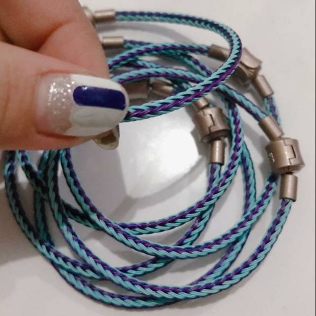 Gelang kawat (Wire Rope)/Gelang tali/titanium/Stainless (Royal Blue)