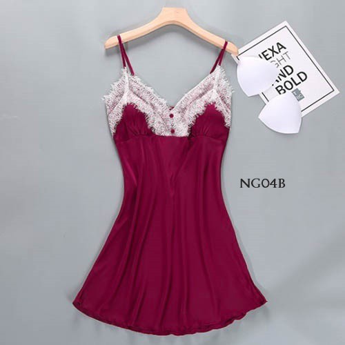 [PRODUK TERBATAS] LINGERIE SEXY NIGHTGOWN SLEEPWEAR SATIN MAROON NG04B