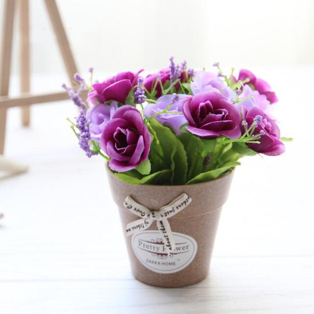 BUNGA PAJANGAN BUNGA MINI SET POT GELAS BUNGA PLASTIK HIAS BUNGA GELAS IMPORT BP8823-7