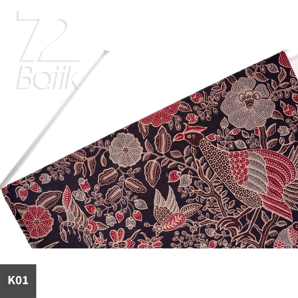 KAIN BATIK PREMIUM Bahan Katun Motif Burung Kembang Warna Hitam Black Ireng Coklat 729146 Cap 72 Jarik Jarit Samping Kebat Panjang Batik Katun Modern Premium Bahan Seragam Batik Pernikahan Kantor Keluarga Murah Kamen Jadi Batik Bali Lembaran