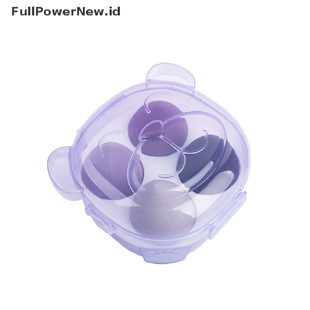 (Full) 4pcs Spons Puff Blender Makeup Dengan Kotak Penyimpanan