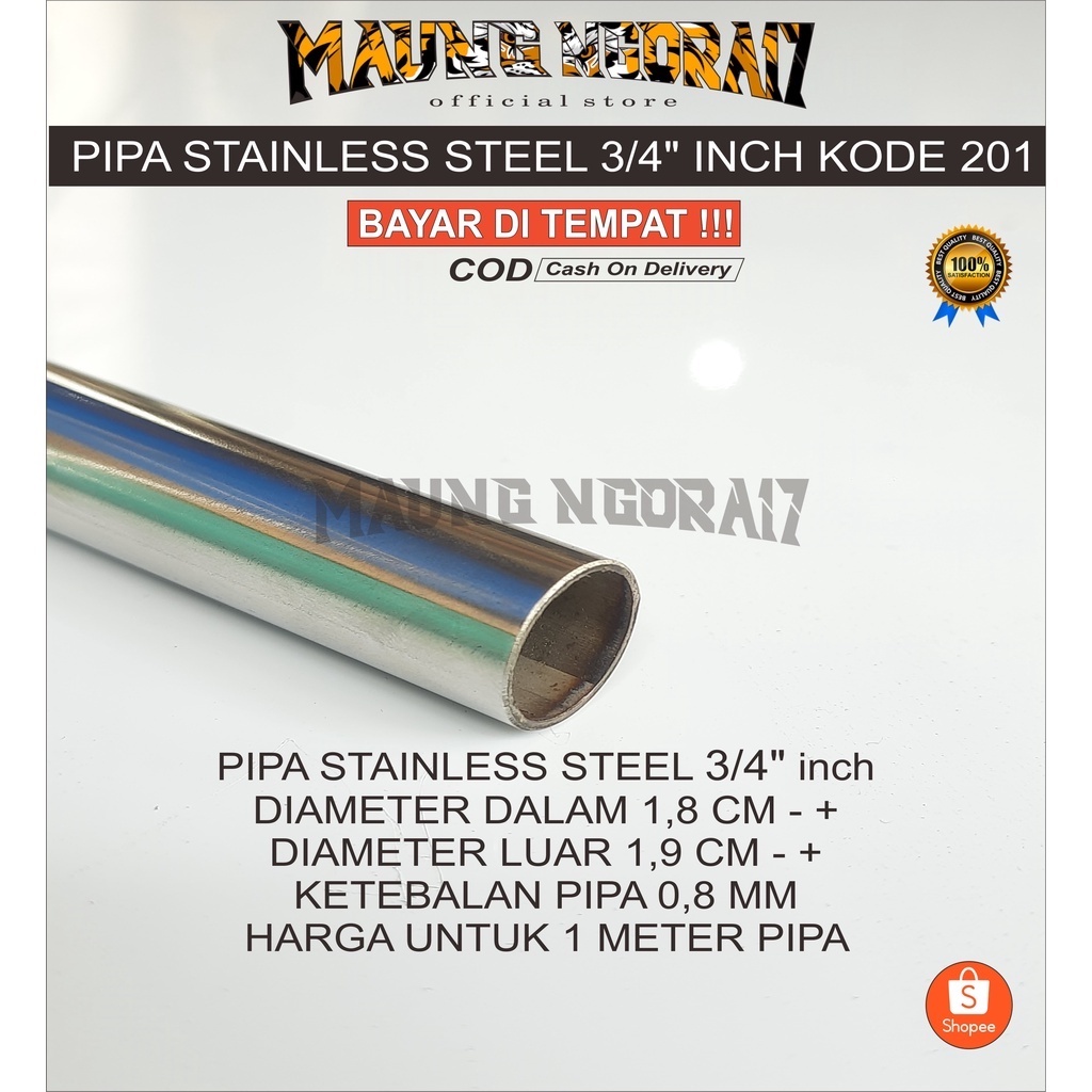 Pipa stainless steel / Pipa 3/4" x 1Mtr Bulat Stainless steel / Pipa bulat 1meter stainless steel