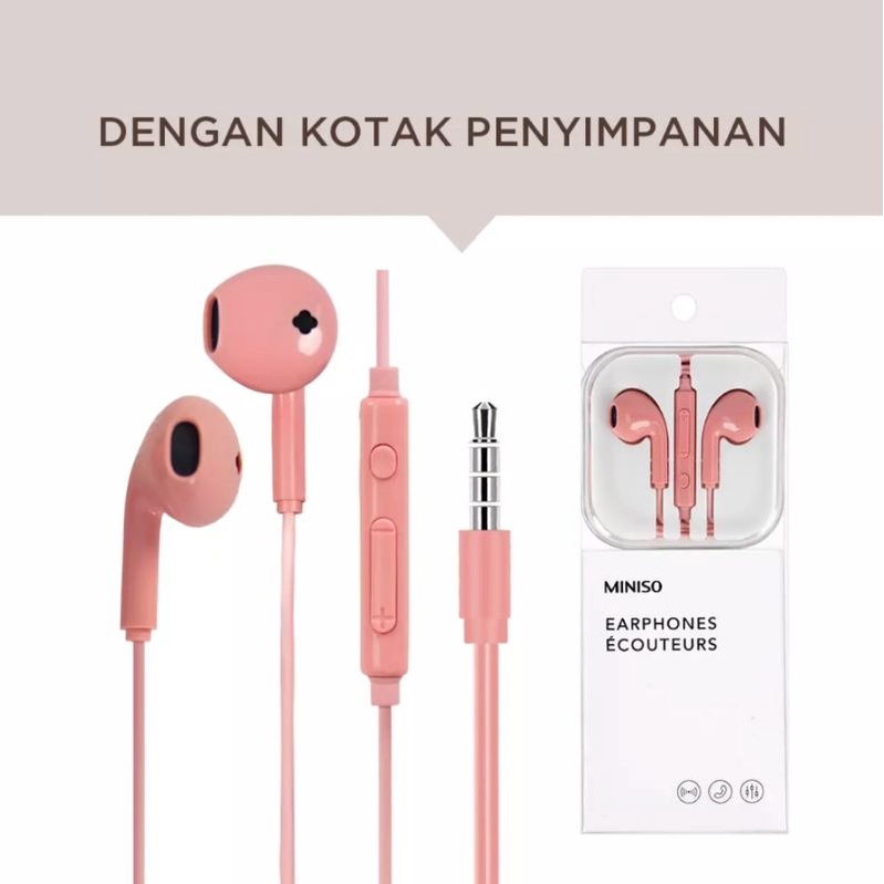 HEADSET MINISO KABEL EAEBUDS IN EAR HEADPHONE KLASIK ORIGINAL MINISO