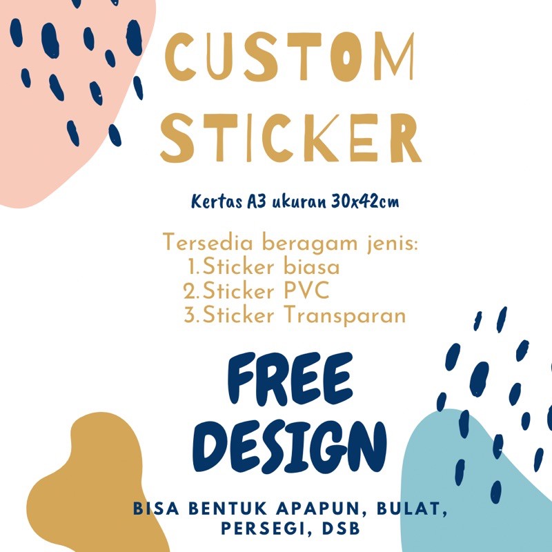 FREE DESIGN Custom Sticker PVC Sticker Bening Transparan Sticker Biasa Label untuk Souvenir