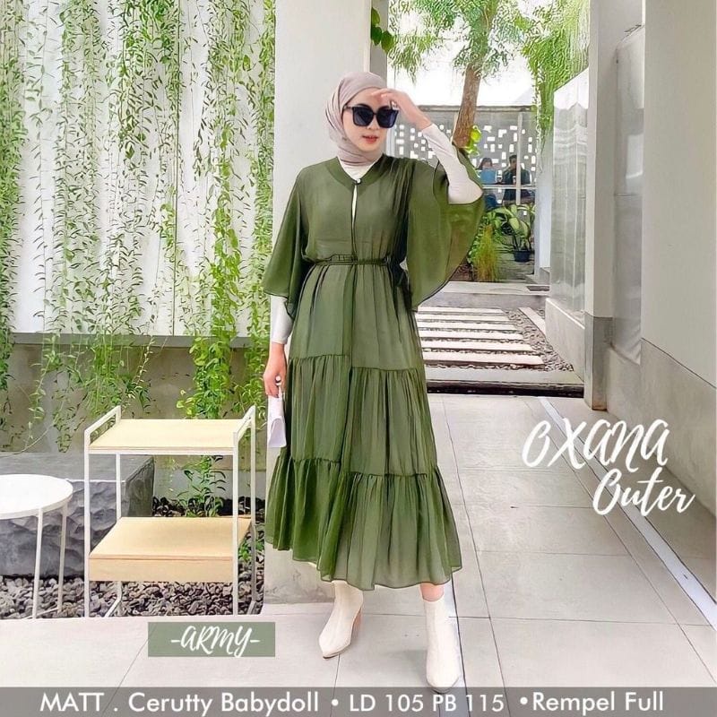 Oxana Outer Kardigan Panjang Wanita Fashion Muslim Outfit Pantai Wanita Hijab Ootd Kekinian