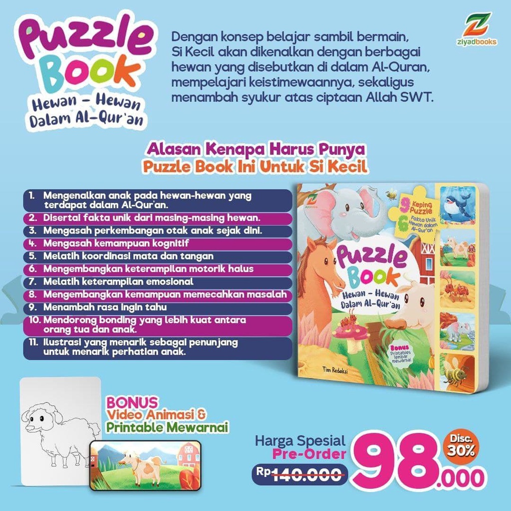 Hot Sale!!! Puzzle Book Hewan-Hewan Dalam Hadis (Ziyad)