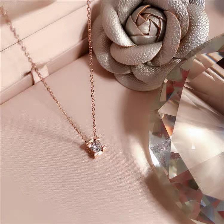 Kalung fashion aksesoris titanium mini korea diamond hadiah wanita cewek 316L anti karat KK037