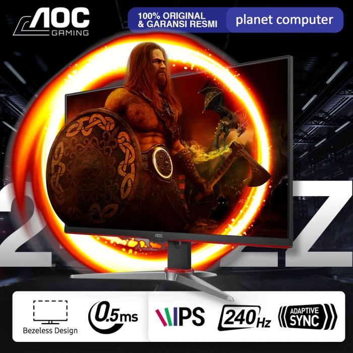 Monitor LED AOC 24G2Z 24&quot; IPS FHD 1080p 240Hz 0.5ms HDMIx2 DP HDR