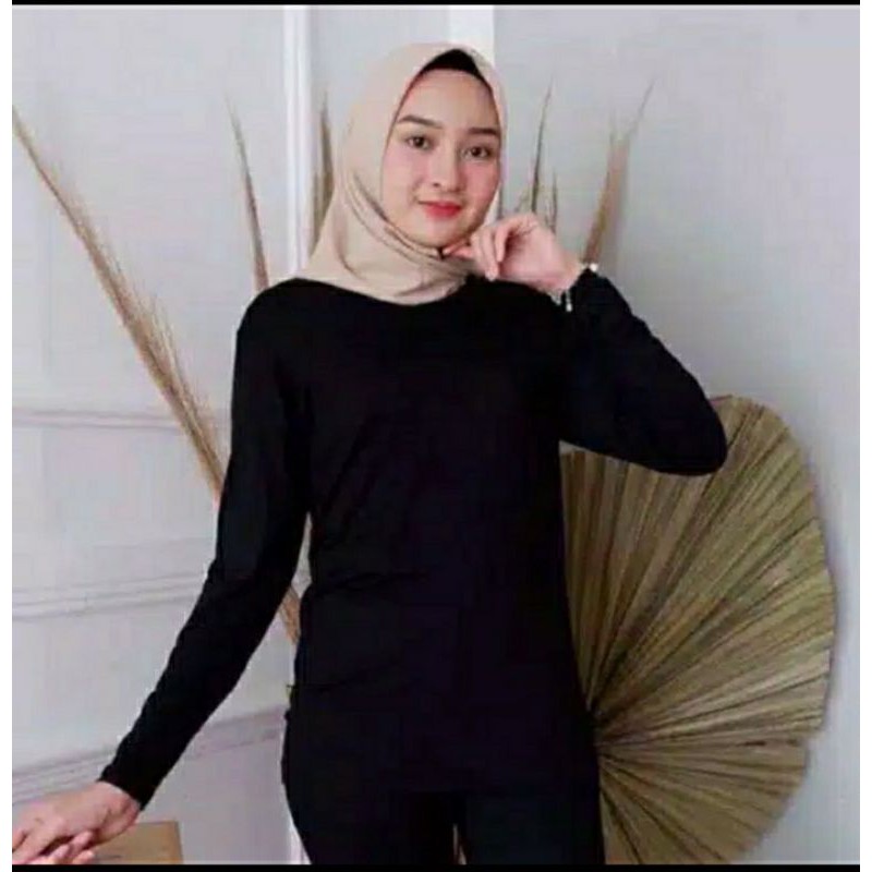 Kaos polos lengan panjang/kaos inner wanita/manset lengan panjang
