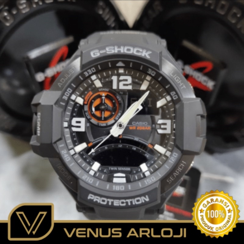 Jam Casio G-Shock GA-1000-1ADR GA 1000 1ADR Pria Karet Hitam Bulat