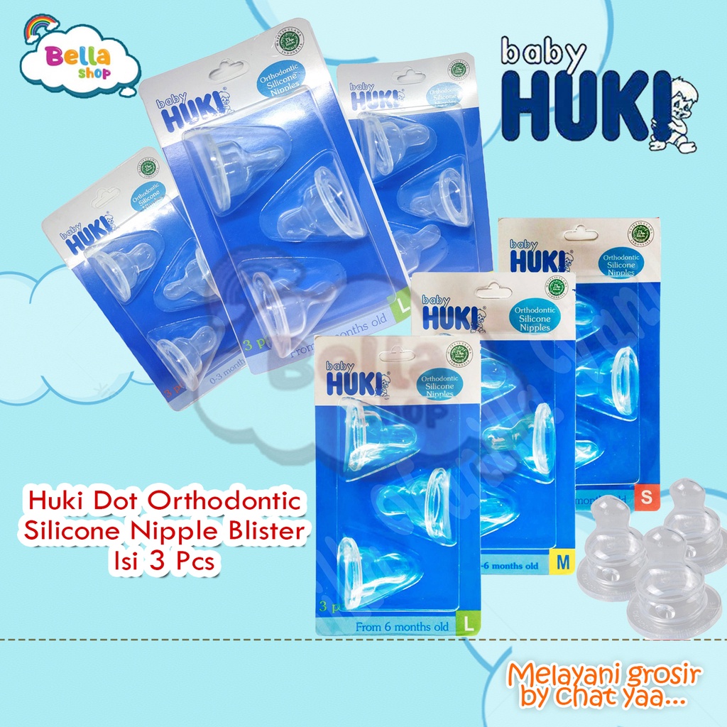 Huki Dot Orthodontic Silicone Nipple Blister Isi 3 Pcs Dot Huki Bayi  Huki Dot Bayi-BELLA SHOP