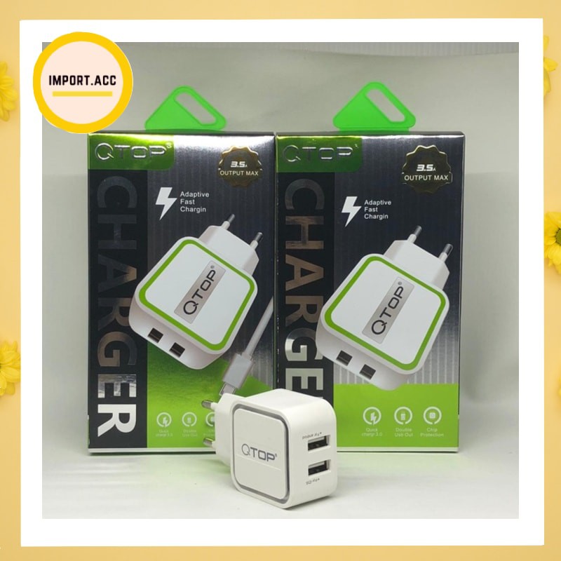 Batok Charger QTOP 2USB 3.5A LED