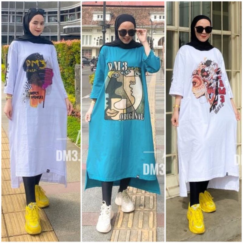 Long Tunik Original Dm3 / Long Tunik Dm3 / Tunik Kaos Oversize / Tunik Terbaru / Pakaian Wanita