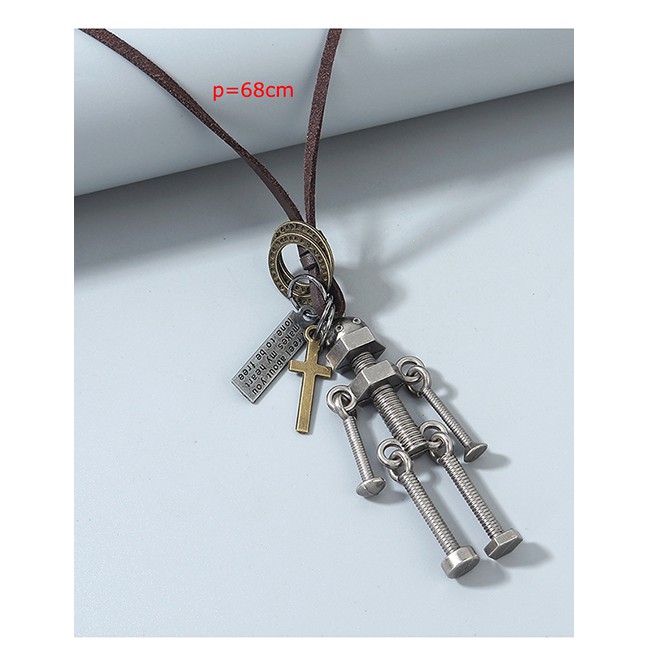 LRC Kalung Fashion Black Robot Cross Mens Necklace Y64608