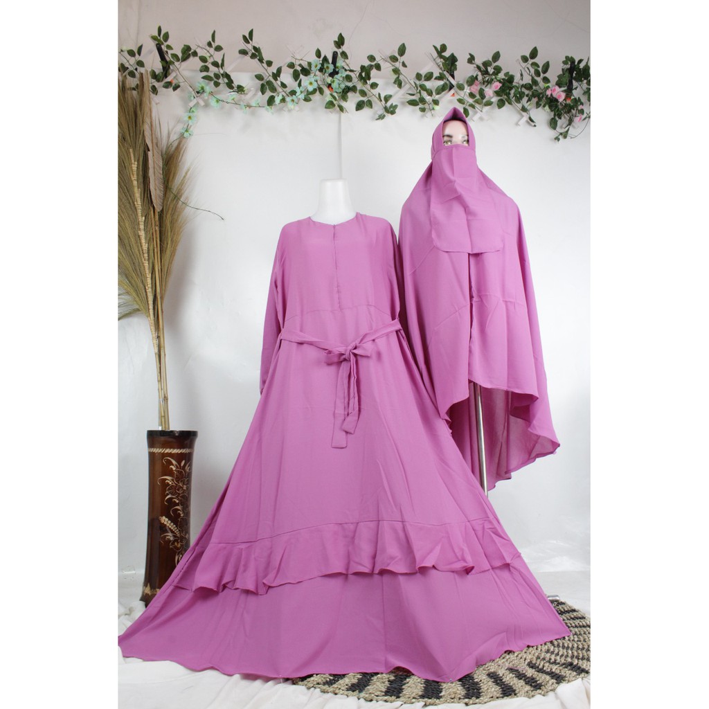 GAMIS CADAR SET SYARI WOLFIS TERBARU REMAJA ANAK MUSLIM MUSLIMAH ISLAMI FASHION STYLE KHIMAR JILBAB