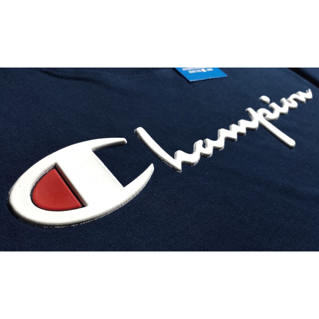 BAJU KAOS CHAMPION FLOKING TIMBUL KARET PREMIUM