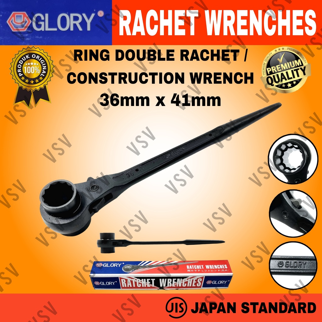 Kunci Ring Double Rachet 36x41mm Kunci Skafolding Construction Wrench Sok Rachet