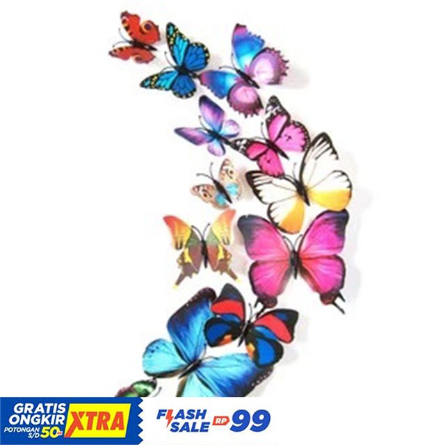 

Kupu kupu stiker 3D isi 12 pcs