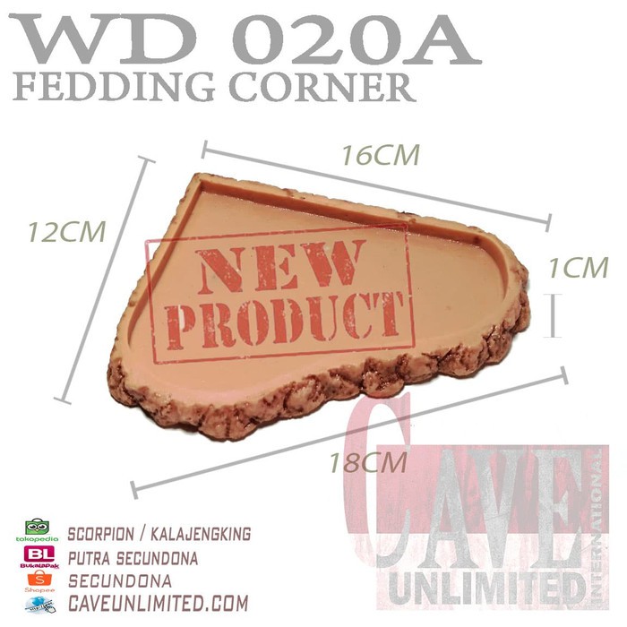 wd020a feeding corner dish tempat makan sudut hewan reptile torto kura