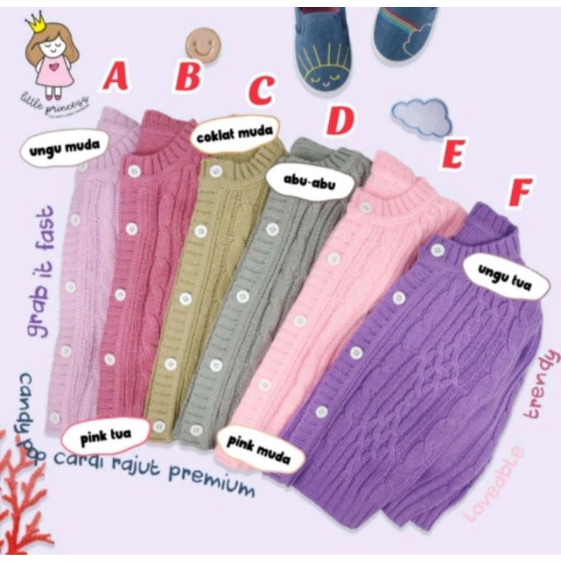CARDIGAN RAJUT ANAK PEREMPUAN CANDY POP CARDY RAJUT/SWEATER ANAK PEREMPUAN