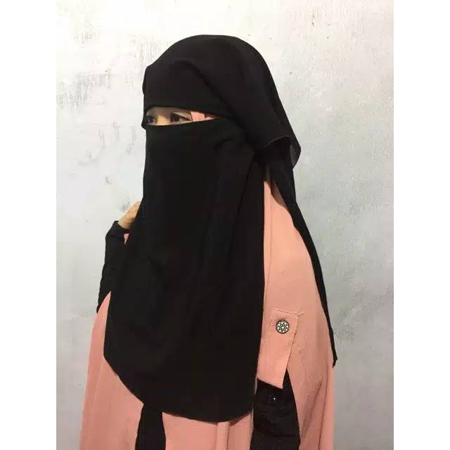 Cadar 3 Lapis /Niqob Yeman 3 lapis/Niqab Yaman 3 Lapis Sifon/Purdah Hitam 3 Layer