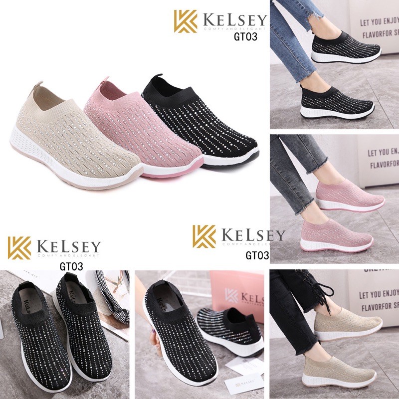 (GRATIS ALAS KAKI) RESTOCK!!  NICOLE SEPATU FLYKNIT SHOES FLAT WANITA KELSEY GT03 SEPATU WANITA IMPORT