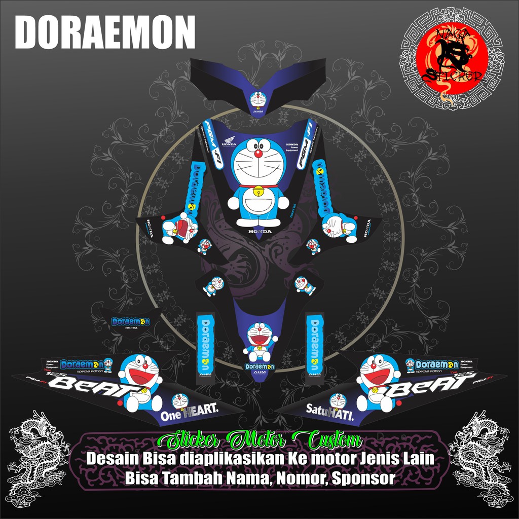DECAL STICKER HONDA BEAT KARBU DORAEMON BIRU