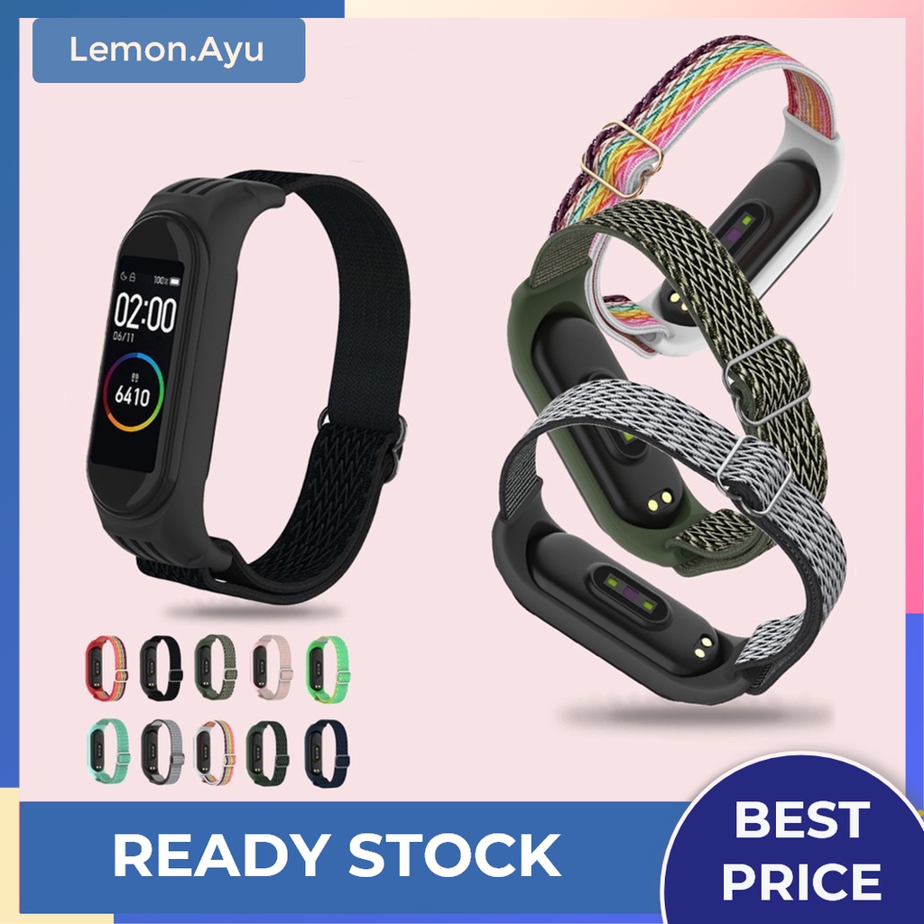 Soft Nylon Fiber Stripe Strap Xiaomi Mi Band 3 4 5 6 7 Elasticity Sports Loop Replacement Wristband