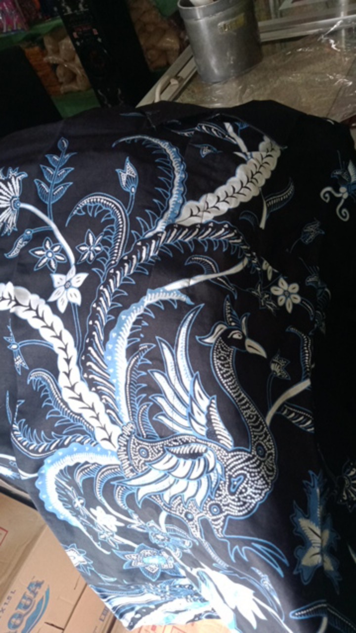 Merak Njoget Biru Panjang Kemeja Batik Pria Full Furing Katun Sragenan