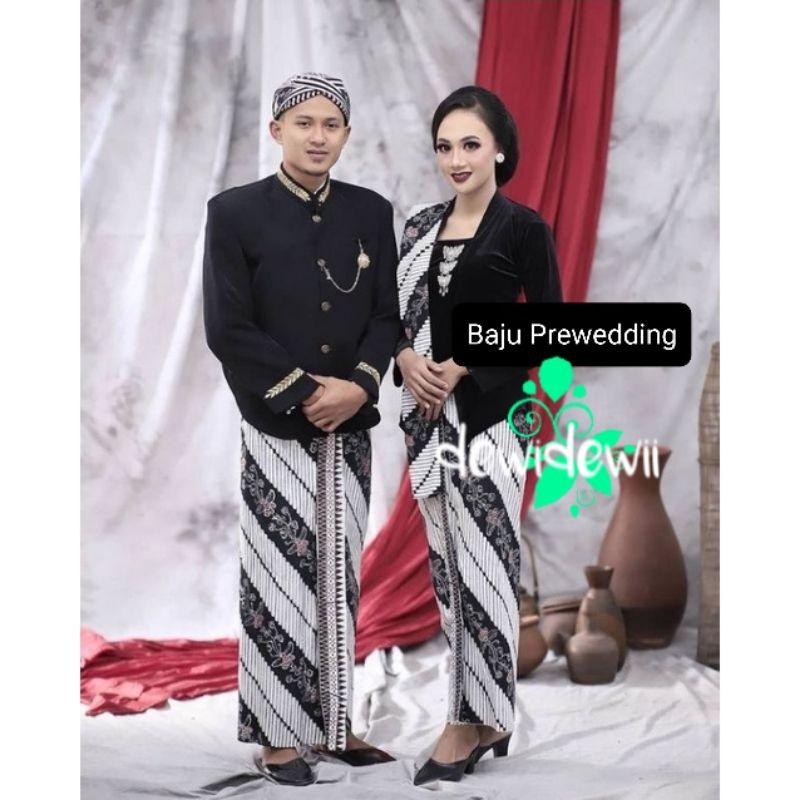 Set Prewed / Baju Couple Adat Jawa, Motif Lereng Kembang (+Selendang)