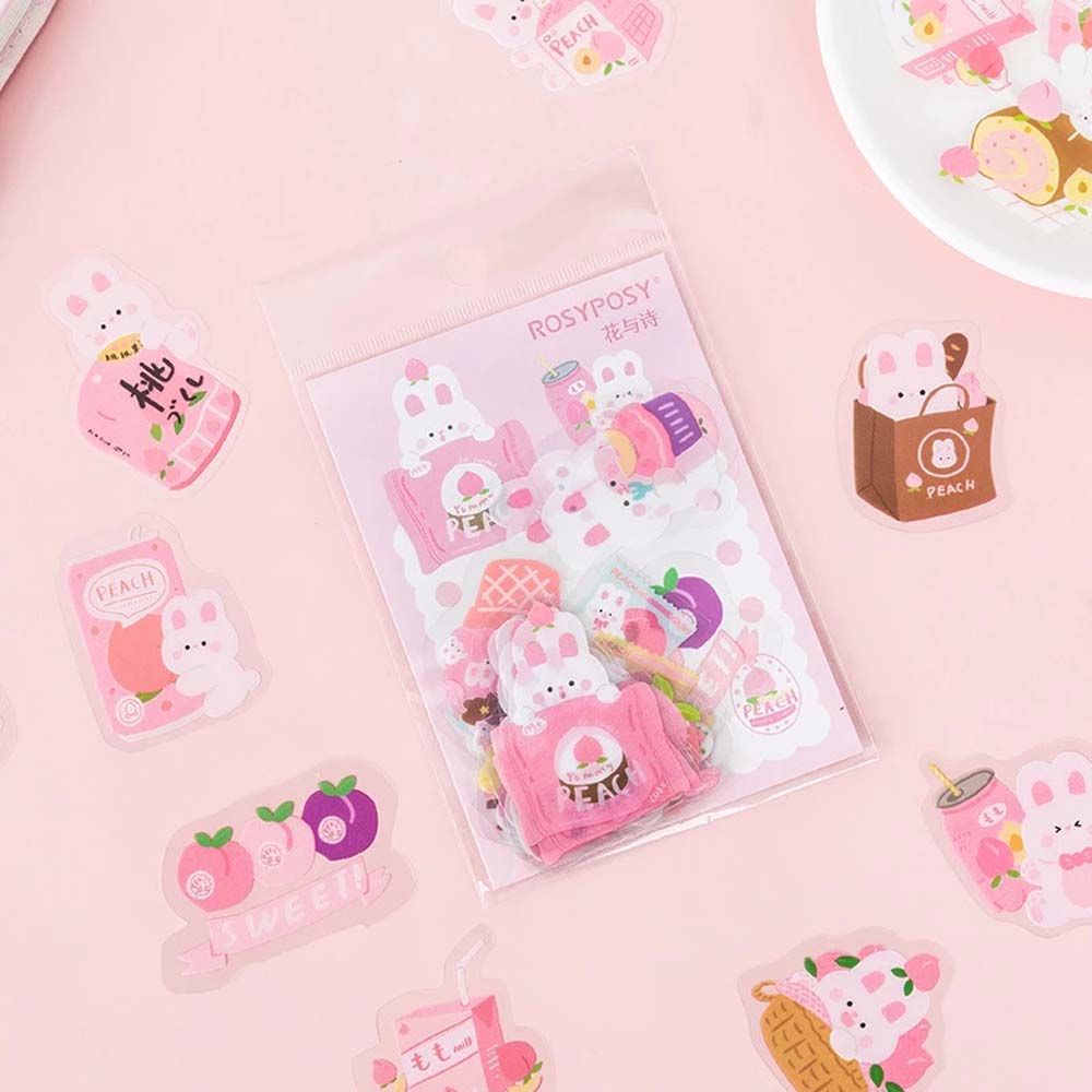 ELEGANT 40Pcs/pack Cartoon Stickers Hand Account Material Decorative Stickers Journal Stickers Diary Album Decor Animals Self-adhesive Stationery Flakes DIY Scrapbooking