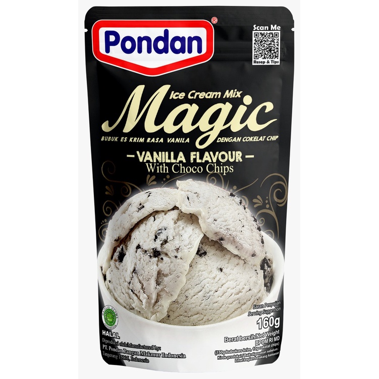 

[P] Pondan Ice Cream Vanilla 160gr Mix Magic with Choco Chips - Bubuk Es Krim Rasa Vanila