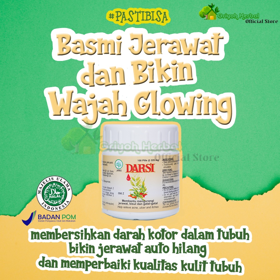 Obat Jerawat Obat Herbal Jerawat Gatal Paling Ampuh - Darsi 100 Pil Borobudur - Aman Halal BPOM