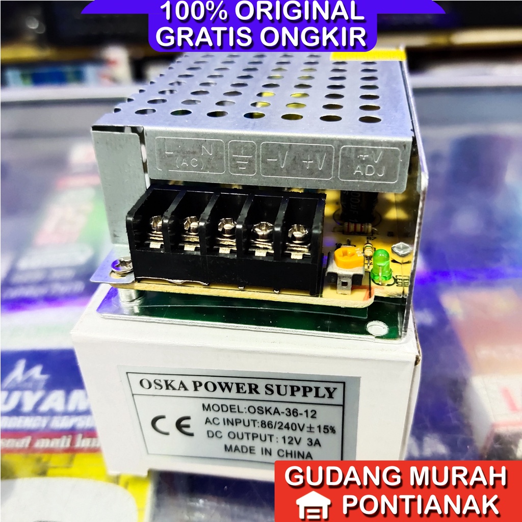 Adaptor 12V 3A power supply KLOP cocok untuk LEd strip CCTV dan elektronik 12V lainnya