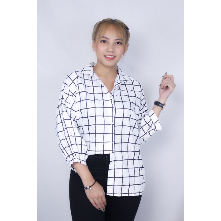 RX Fashion - Kemeja Guilen Oversize Shirt // Oslin Oversize -R1-KOTAK BESAR - PUTIH