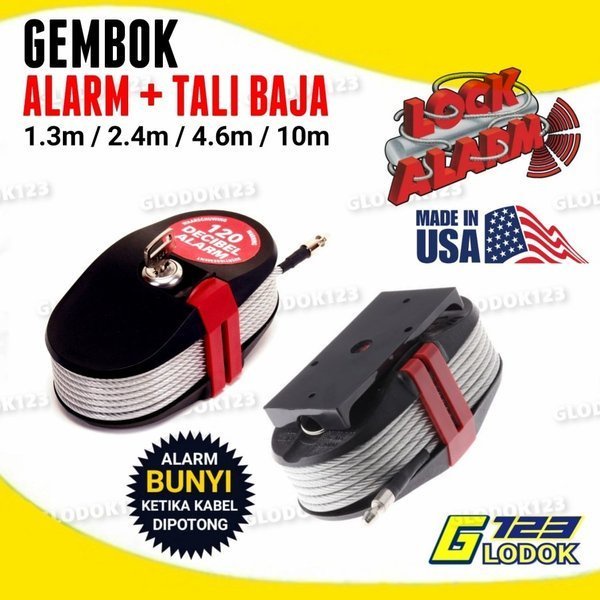 LOCK ALARM Gembok Alarm Suara Anti Maling Kabel Baja ORIGINAL USA