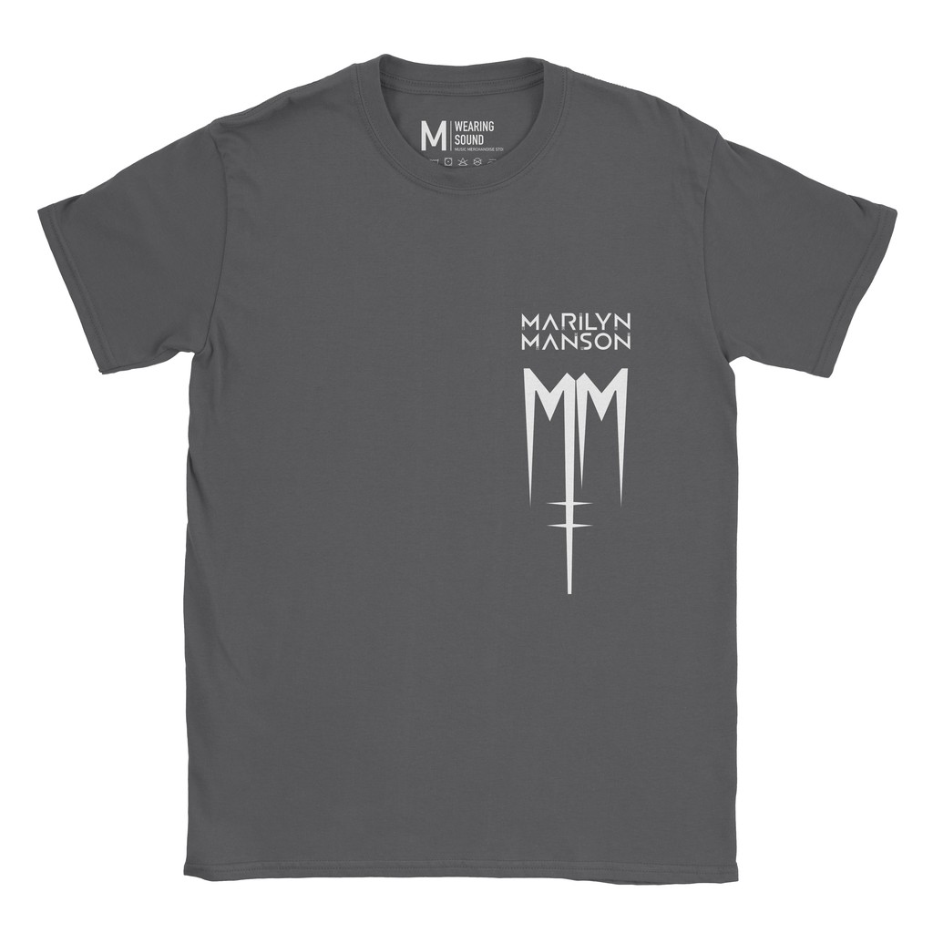 Baju Kaos Band Marilyn Manson Logo Charcoal