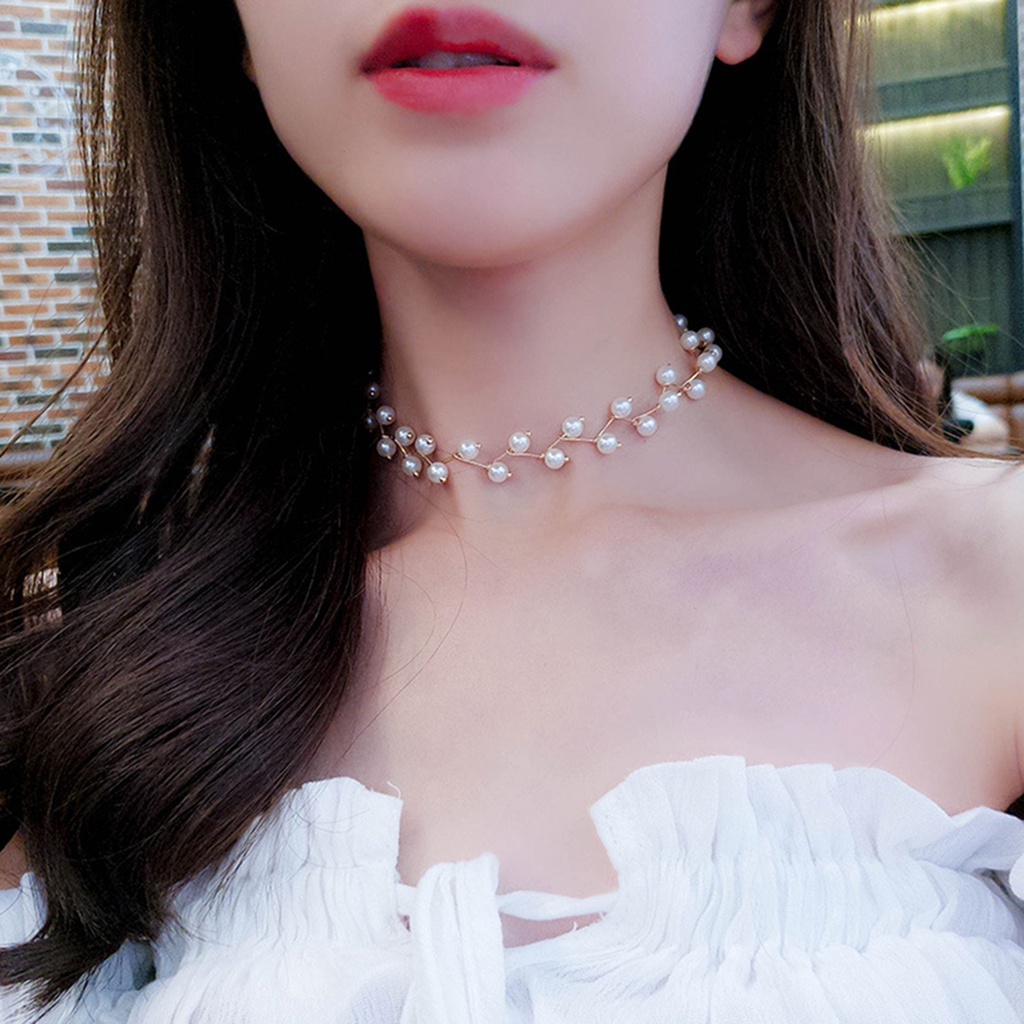 Hu Hu Hu Hu Hu Alat Bantu Pasang Kacamata♡ Kalung Choker Wanita Dengan Liontin Mutiara Imitasi Untuk Pesta Pernikahan