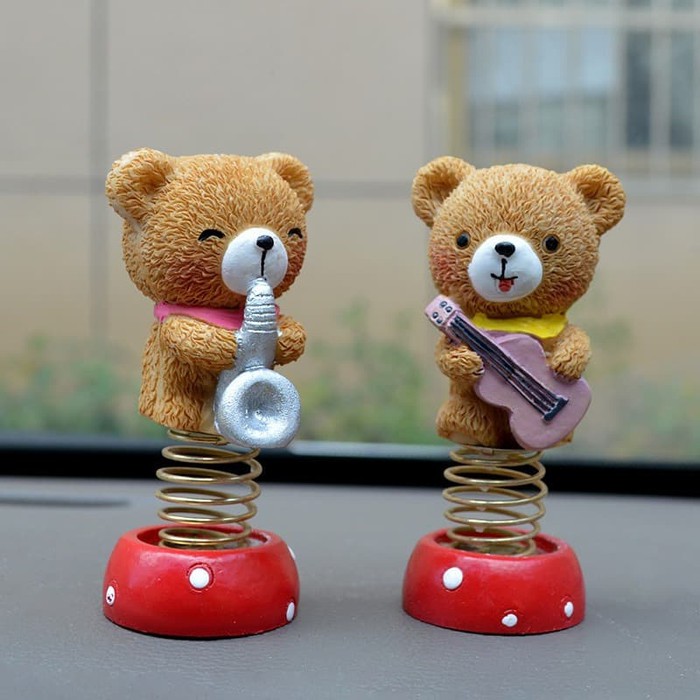 Pajangan Mobil Teddy Bear 4 in 1 Model Goyang | Hiasan Dekorasi Dashboard Premium