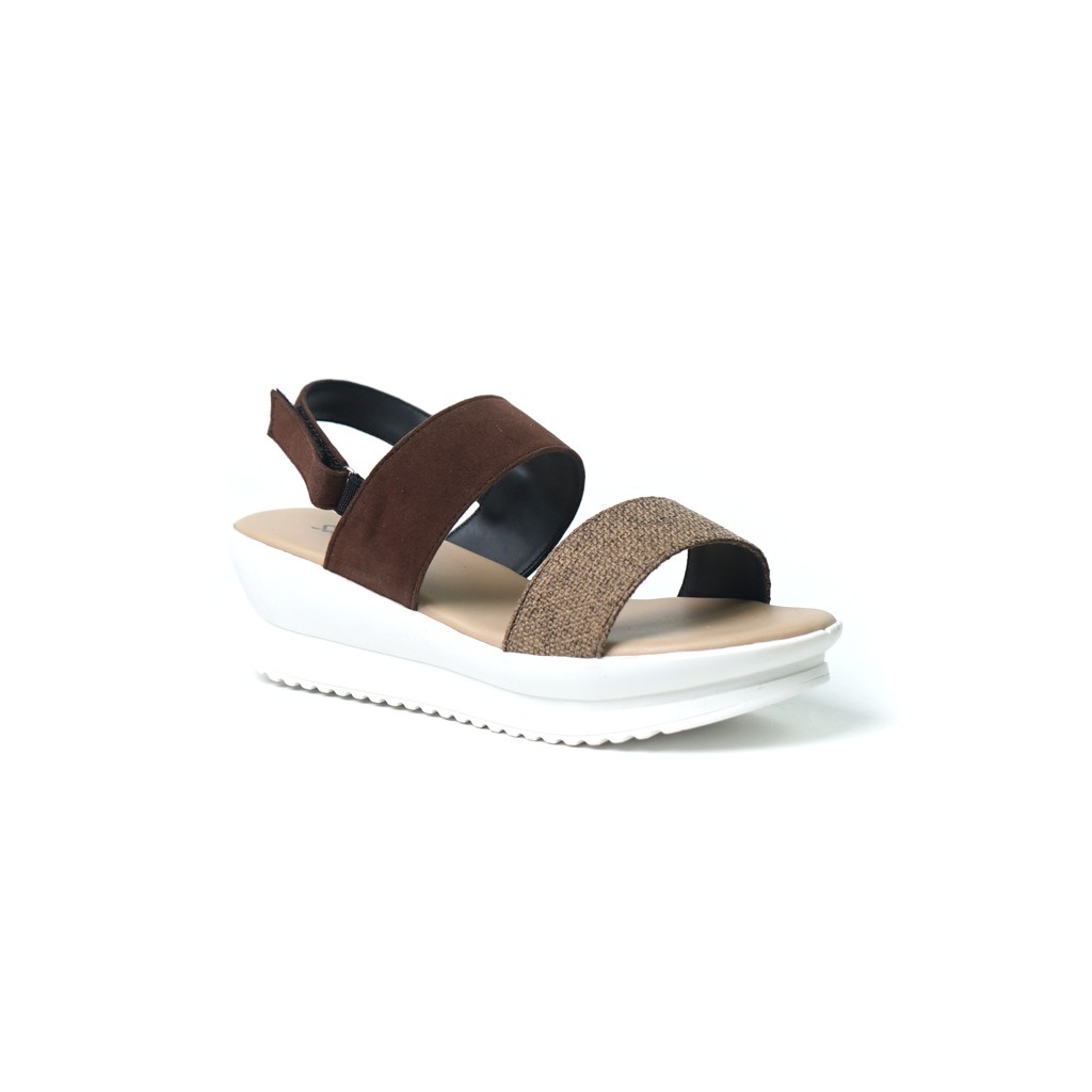 Sarasara BELLINA Sandal Wedges Trendy Hak Tinggi Casual Kasual Wanita Murah Berkualitas Terbaru-Cokelat