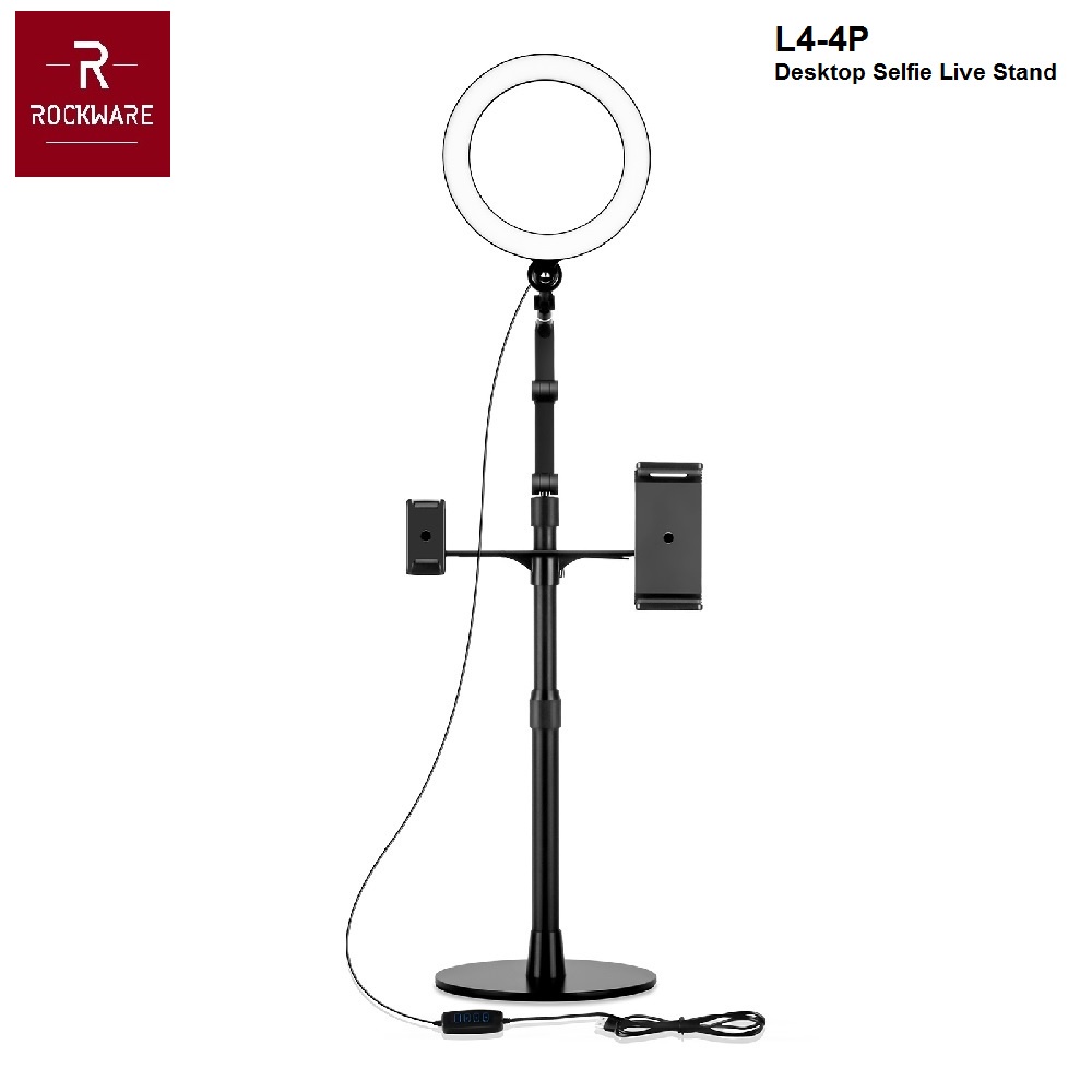 ROCKWARE LP-4P - Premium Desktop Selfie Phone and Tablet Live Stand